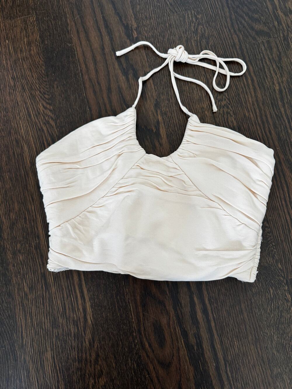 Zara Cream Halter Top Crop Top Ties at Back
